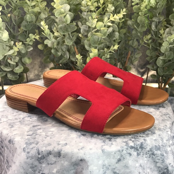 Rampage Isora Red Micro Suede Material H-Band Sandals 1” Heels WMS 7.5M❤️VGUC❤️ - Picture 9 of 9